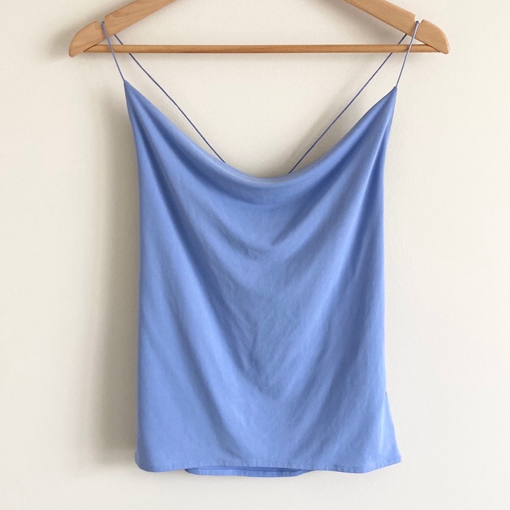 Something Blue Y2K Fairy Spaghetti Strap Cowl Neck Cross Back Cami